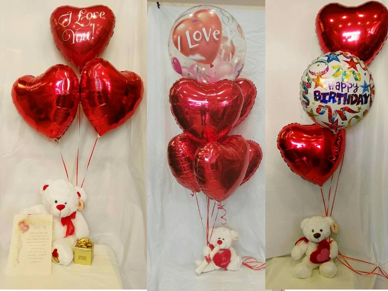 Regalo con palloncini a cuore donna 